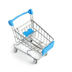 Shopping cart empty on white background, isolated. To close.