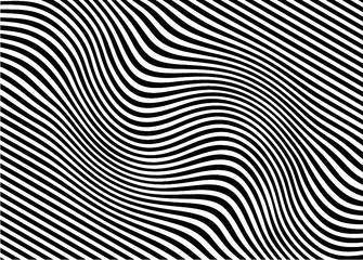 Modern background of curved black and white lines. Vector illustration