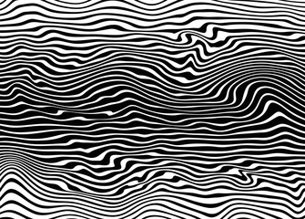 Black and white pattern of abstract swirling lines. Modern vector background