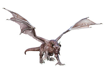 3D Rendering Fairy Tale Dragon on White