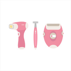 Equipment for removal hair, laser hair removal, shaving razor. Vector illustration can use for landing page, web, mobile app, banner, poster, flyer
