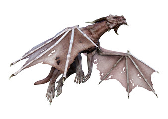 3D Rendering Fairy Tale Dragon on White