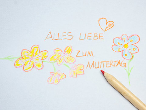 Alles Liebe zum Muttertag gemalt im Kindergarten