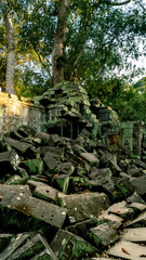 Ta Prohm Temple rock ruins collapse.