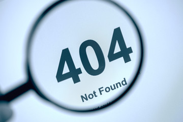 404 ERROR Internet Page not Found, hand with Magnifier, concept Picture