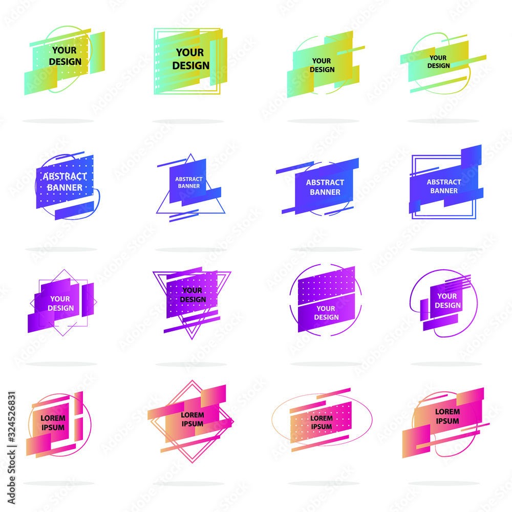 Aufkleber set of modern abstract graphic elements. gradient abstract banners with different shapes. template f