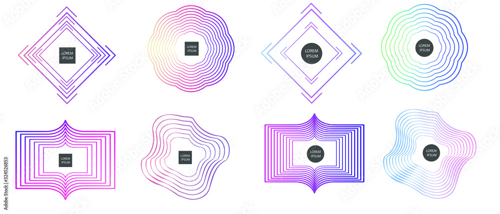 Aufkleber set of modern abstract graphic elements. gradient abstract banners with different shapes. template f