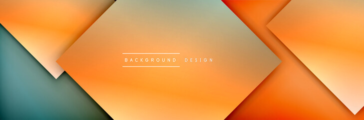 Square shapes composition geometric abstract background. 3D shadow effects and fluid gradients. Modern overlapping forms