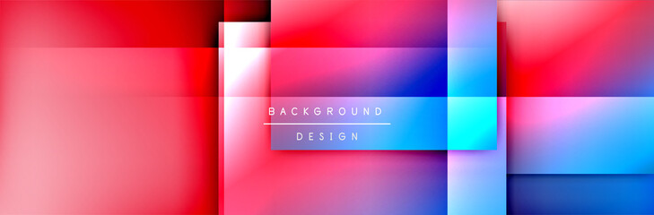Fototapeta premium Square shapes composition geometric abstract background. 3D shadow effects and fluid gradients. Modern overlapping forms