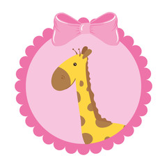 cute giraffe animal in lace frame isolated icon vector illustration design