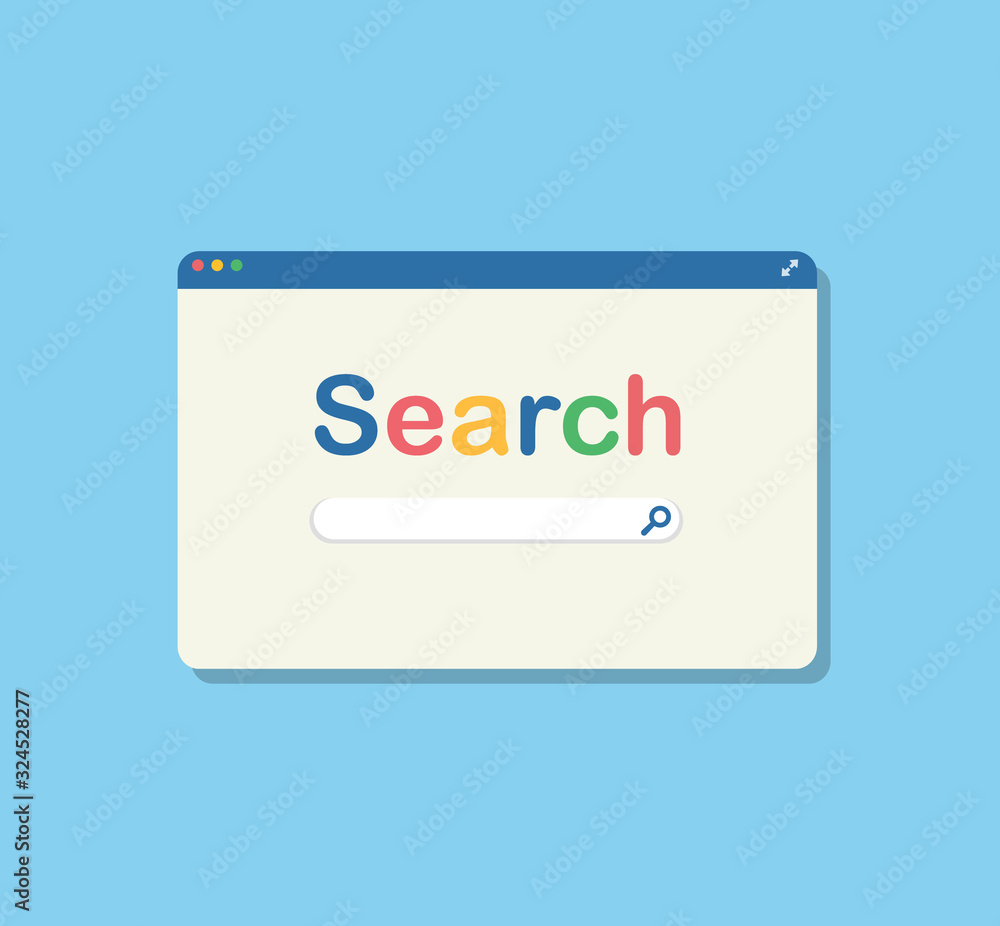 Poster browser search window in flat style.