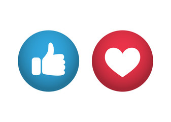 Thumb up and heart. Like vector icon