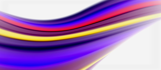 Wave lines abstract background, smooth silk design with rainbow style colors. Liquid fluid color waves. Vector Illustration