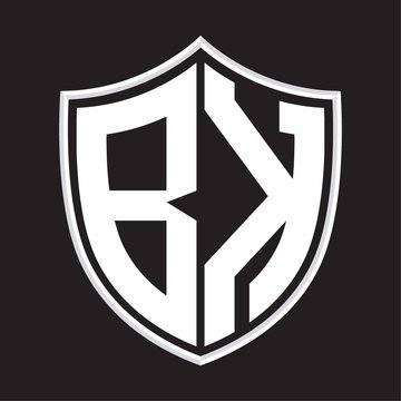 recommend clip art: BK Logo monogram with shield shape isolated on outline design template