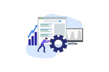 Seo analysis. business analysis concept illustration concept for web landing page template, banner, flyer and presentation