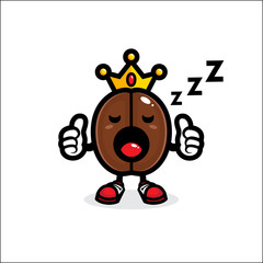vector design of sleepy coffee bean mascot