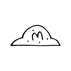 Small cloud cute hand drawn doodle vector illustration, sticker, icon, design element. Black monochrome design. Isolated on white background. Easy to change color. Decorative element. Coloring. 