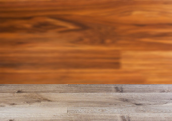 Fototapeta premium Background with empty wooden table. Flooring Texture of timbered board. Closeup.