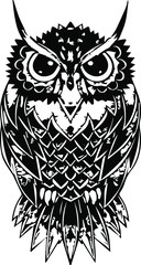 Wild owl. Graphic hand drawn illustration