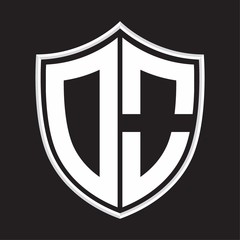DO Logo monogram with shield shape isolated on outline design template
