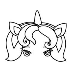 face of cute unicorn fantasy vector illustration design