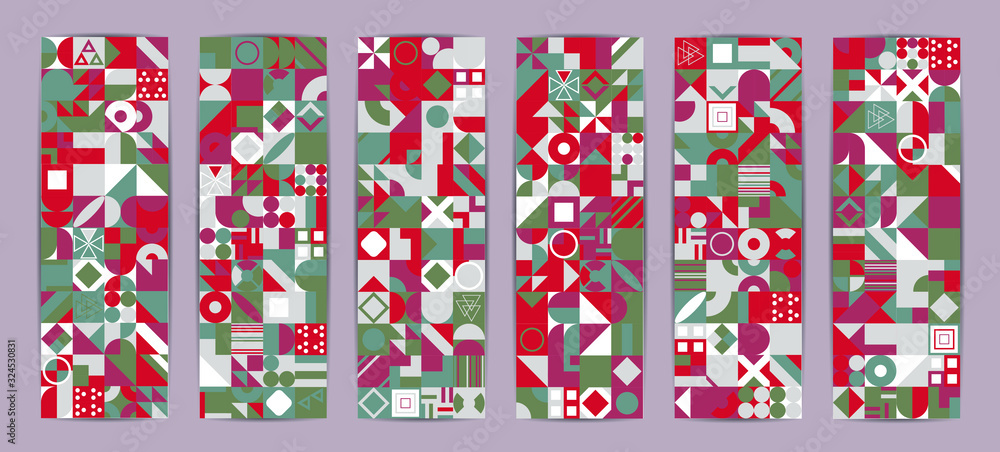 Poster abstract multicolored geometric pattern. different geometric figures background. flat minimal style.