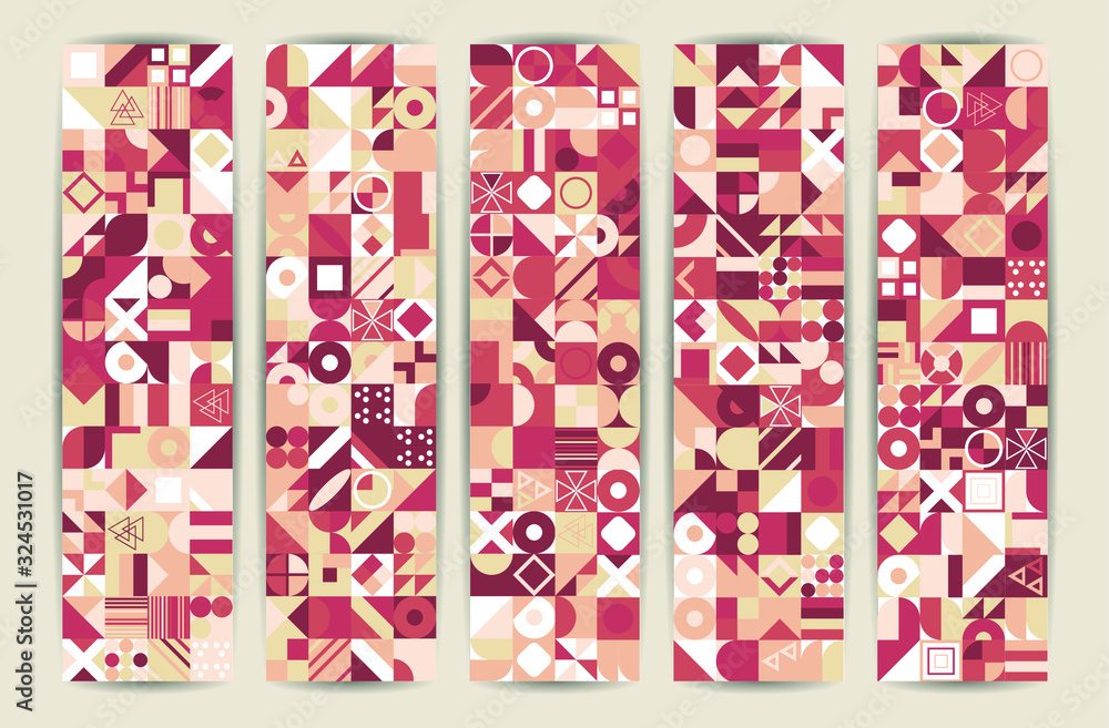 Aufkleber abstract multicolored geometric pattern. different geometric figures background. flat minimal style.