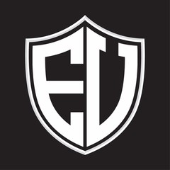 EU Logo monogram with shield shape isolated on outline design template