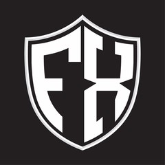 FX Logo monogram with shield shape isolated on outline design template