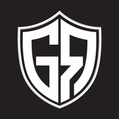 GR Logo monogram with shield shape isolated on outline design template