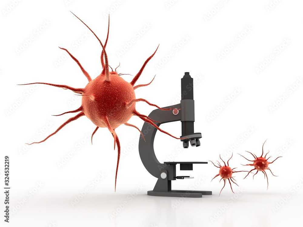 Poster 3d rendering microscope and virus