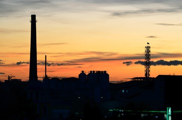 Fototapeta na wymiar Panoramic sunset view over the city