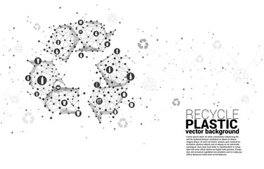 Recycle icon from dot connect line polygon network. background for take care and save the environment.