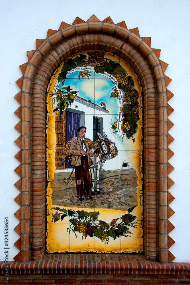Wall mural Murals at the church of La Asuncion in the white village of Competa Spain - Wall murals