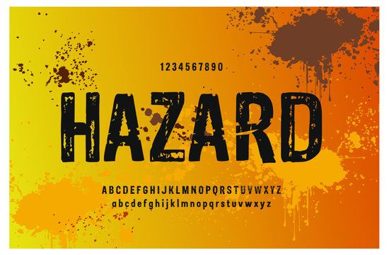 Hazard grunge font typography design. Vector illustration