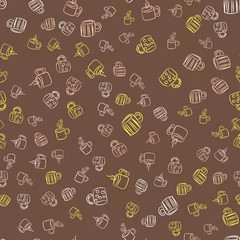 Coffee seamless vector pattern for Cup mug, restaurant or cafe menu design. 