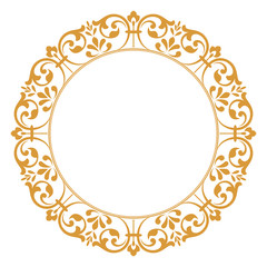 Decorative frame Elegant vector element for design in Eastern style, place for text. Floral golden border. Lace illustration for invitations and greeting cards.