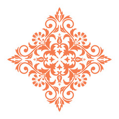 Damask graphic ornament. Floral design element. Pink vector pattern