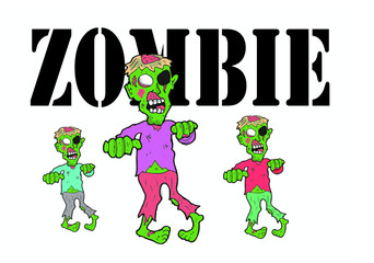 green terrible zombie vector illustration. drawing. 