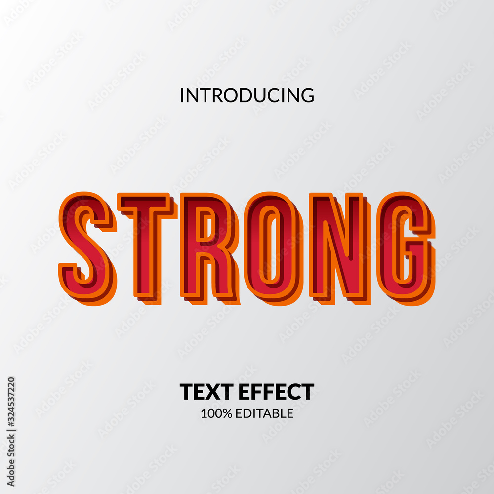 Poster strong elegant with yellow and red color title editable text effect adobe illustrator