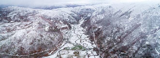 Aerial snowy landscape