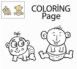 drawing  for  coloring book. colorful and clolorless. vector illustration.