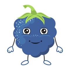 Cheerful blackberry cartoon character vector illustration isolated on white background