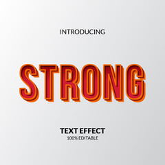 Strong elegant with yellow and red color title editable text effect adobe illustrator