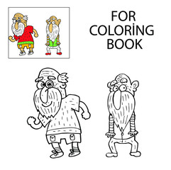 drawing  for  coloring book. colorful and clolorless. vector illustration.
