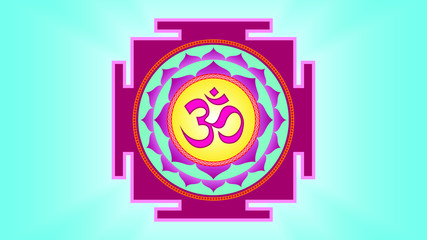 Omkara Hindu Sacred Spiritual Yantra Mandala Symbol The Universal Soul God For Yoga Meditation