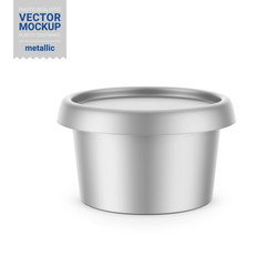 Gray metallic plastic container vector mockup.