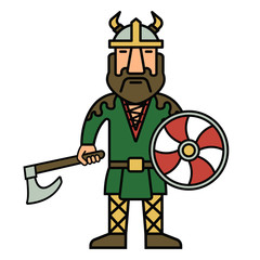 viking color icon flat man