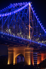 Brisbane story bridge with blue lights a must see tourist destination