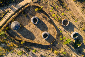 Aerial landscape of typical huts
